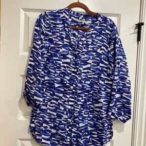 Abstract Blue and White Women's Blouse